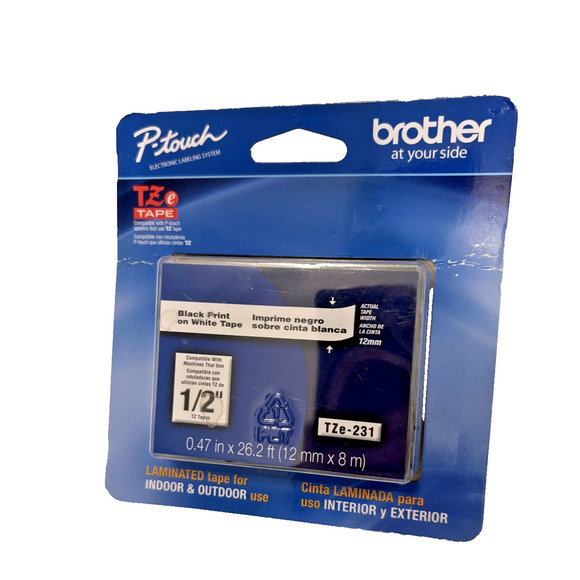 Brother Other - Brother TZE231 Black Print on White Laminated Tape for P-touch Label Maker New *